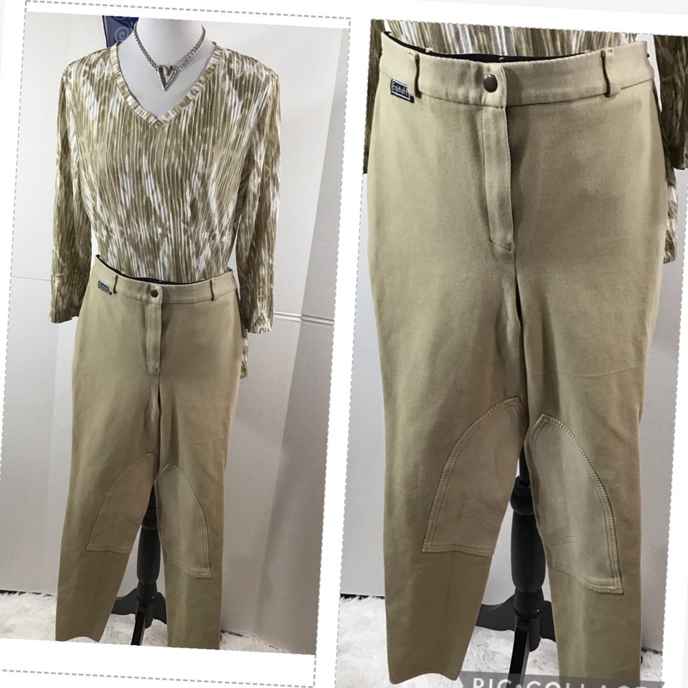 Eqituff taupe knit riding pants 30R
